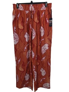 NWT Rachel Roy Wide Leg Casual Pants Floral Seashell Boho Comfy Pull On Size XL